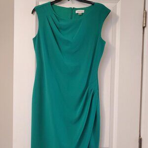 EUC Calvin Klein Dress Sleeveless Sheath Dress Zipper Green Classic Womens 8